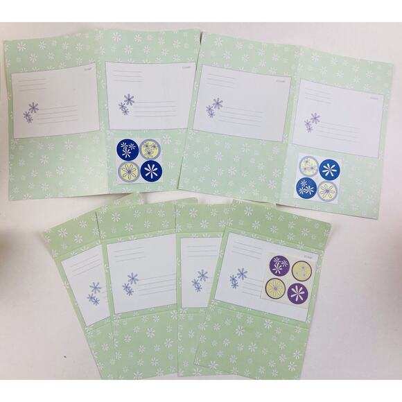 12 Vintage Fold a Note Folding Notecards Stationary Cards Green Purple Flowers - Picture 1 of 8